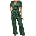 thumbnail image 2 of jsaierl Elegant Jumpsuit for Women Ladies Printed Summer Short Sleeves V-Neck Loose Long Rompers Jumpsuit, 2 of 9