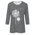 thumbnail image 4 of Plebaso Chemises à Manches 3/4 pour Femmes, Col Rond Décontracté, Hauts Imprimés, Coupe Ample, Blouses Printemps Été 2025 pour Femmes, 4 of 4