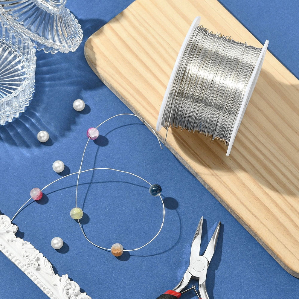 500 g Round Copper Jewelry Wire Long-Lasting Plated Silver Color Plated 24 Gauge 0.5mm about 984.25 Feet(300m)/500gDIY