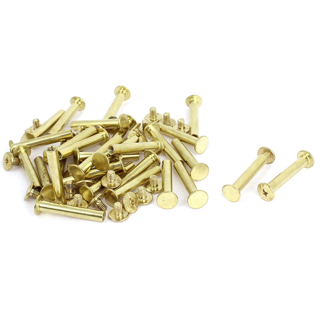 Uxcell 5x30mm Brass Plated Binding Chicago Screw Post for Leather