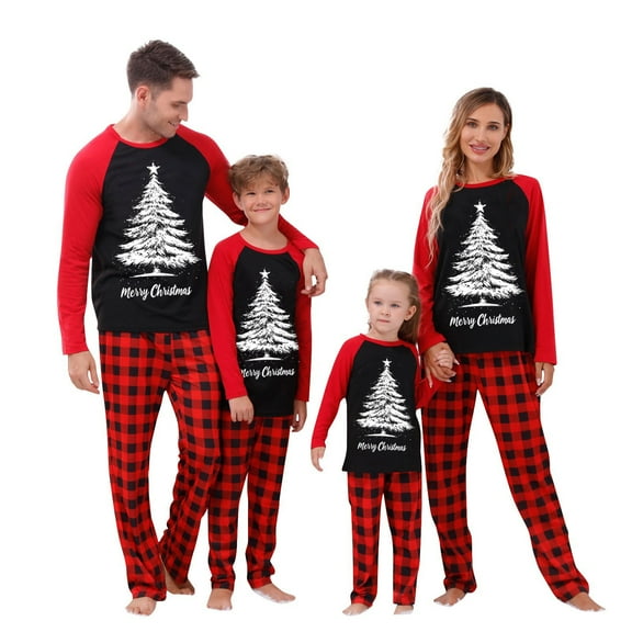 Onlypjs Family Matching Christmas Pajamas Sets – Holiday Red Plaid Long Sleeve Tops & Pants for Women, Men, Couples