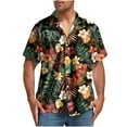 thumbnail image 2 of Handshe Men's Hawaiian Shirt Tops Vintage Short Sleeve Button Down Beach Shirt Male Tropical Floral Summer Pullover Party Holiday, 2 of 5