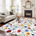 thumbnail image 3 of Spring Floral Large Area Rugs for Bedroom Living Room, Soft Non Slip Carpet Bedside Rug, Elegant Watercolor Botanical Flower Rectangular Floor Cover Kitchen Accent Rug 6'x9' for Dining Room/Office, 3 of 9