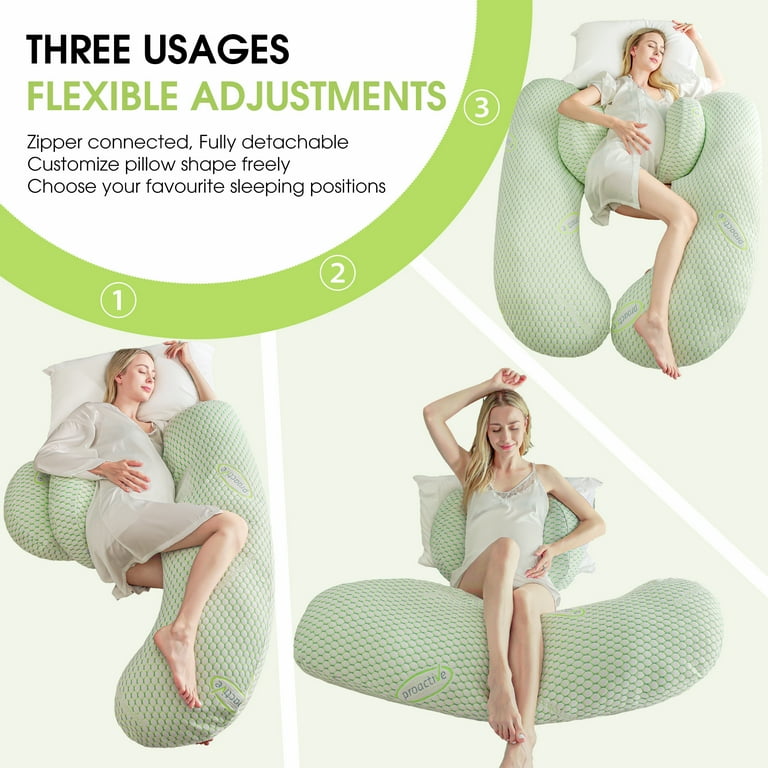 INSEN Pregnancy Pillow for Sleeping,Maternity Body Pillow for Pregnancy  Women,Pregnancy Support Pillow for Back, Hip Pain, Green