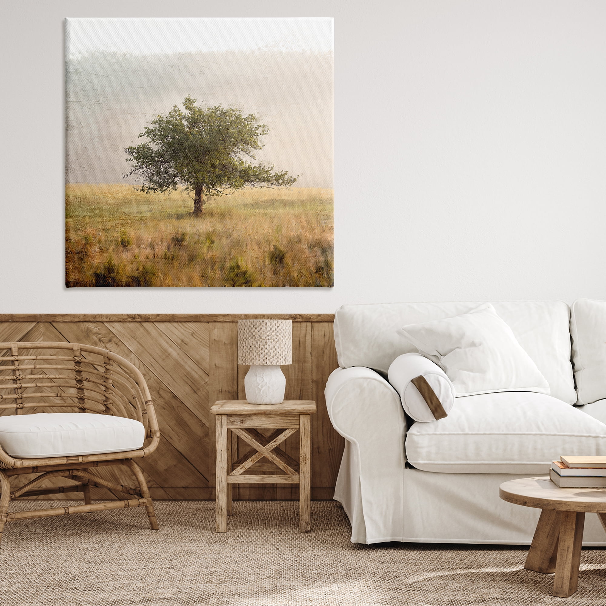 Stupell Industries Tree Alone in Golden Field Canvas Wall Art, design by Anne Bailey