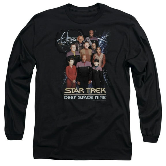 Star Trek Ds9 Crew Long Sleeve Adult 18/1 T-Shirt Black