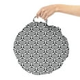 thumbnail image 2 of Abstract Round Floor Cushion with Handle, Geometric Inspired Modernistic Pattern with Creative Motif Print, Decorative Pillow for Living Room & Dorms, 18" Round, Grey Charcoal Grey, by Ambesonne, 2 of 4