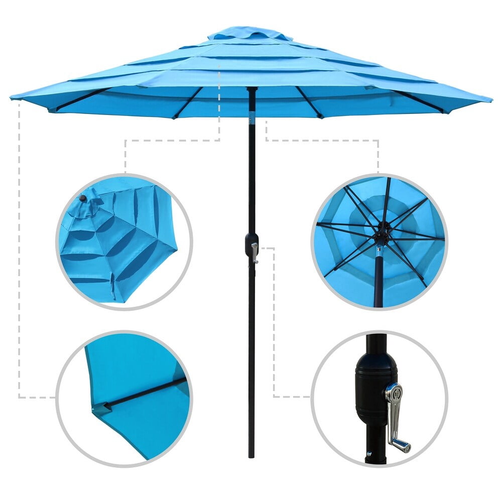 Abble Outdoor 9ft Patio 4 Tier Fashion Umbrella with Crank and Tilt - Aqua