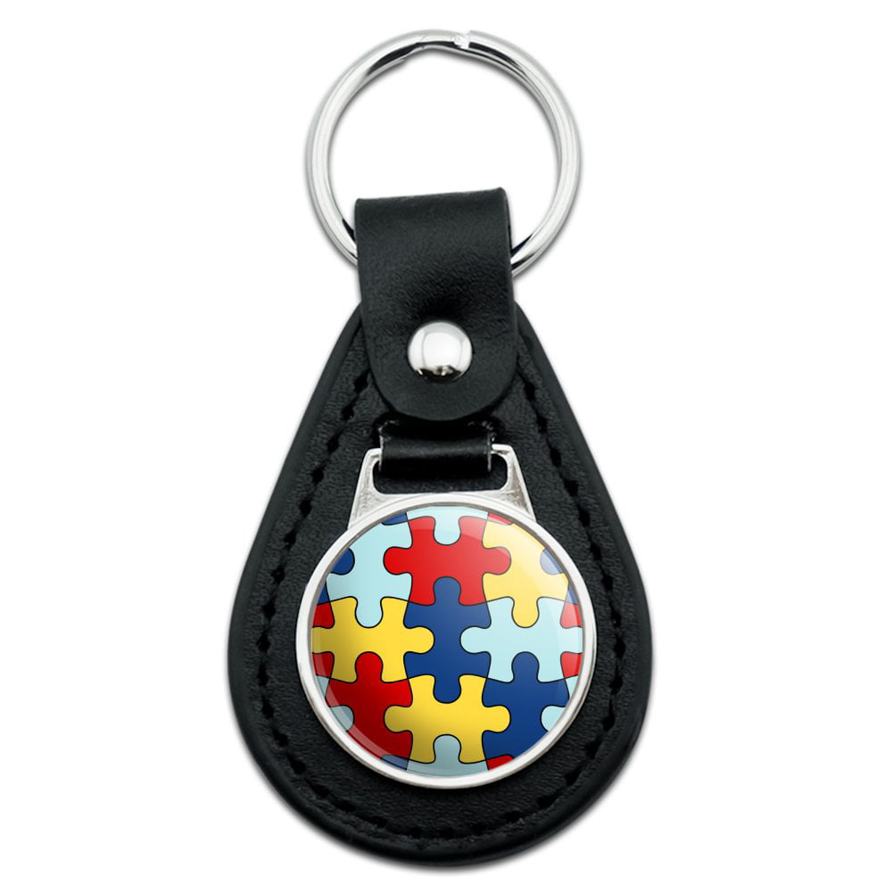 FREE SHIPPING USA Autism Puzzle Awereness Handmade NEW FABRIC KEY FOB 
