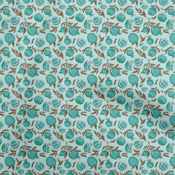 oneOone Polyester Spandex Dusty Teal Green Fabric Pomegranate Dress Material Fabric Print Fabric By The Yard 56 Inch Wide