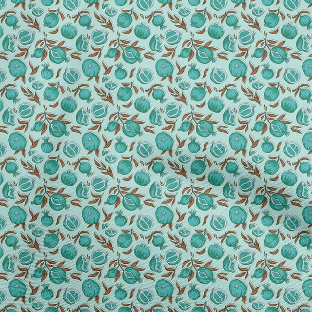 oneOone Velvet Dusty Teal Green Fabric Pomegranate Craft Projects Decor Fabric Printed By The Yard 58 Inch Wide