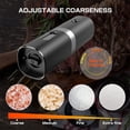 thumbnail image 4 of FungLam Electric Salt and Pepper Grinder Set with Charging Base, LED Light, Adjustable Coarseness, One Hand Operation, Black 2 Pcs, 4 of 10