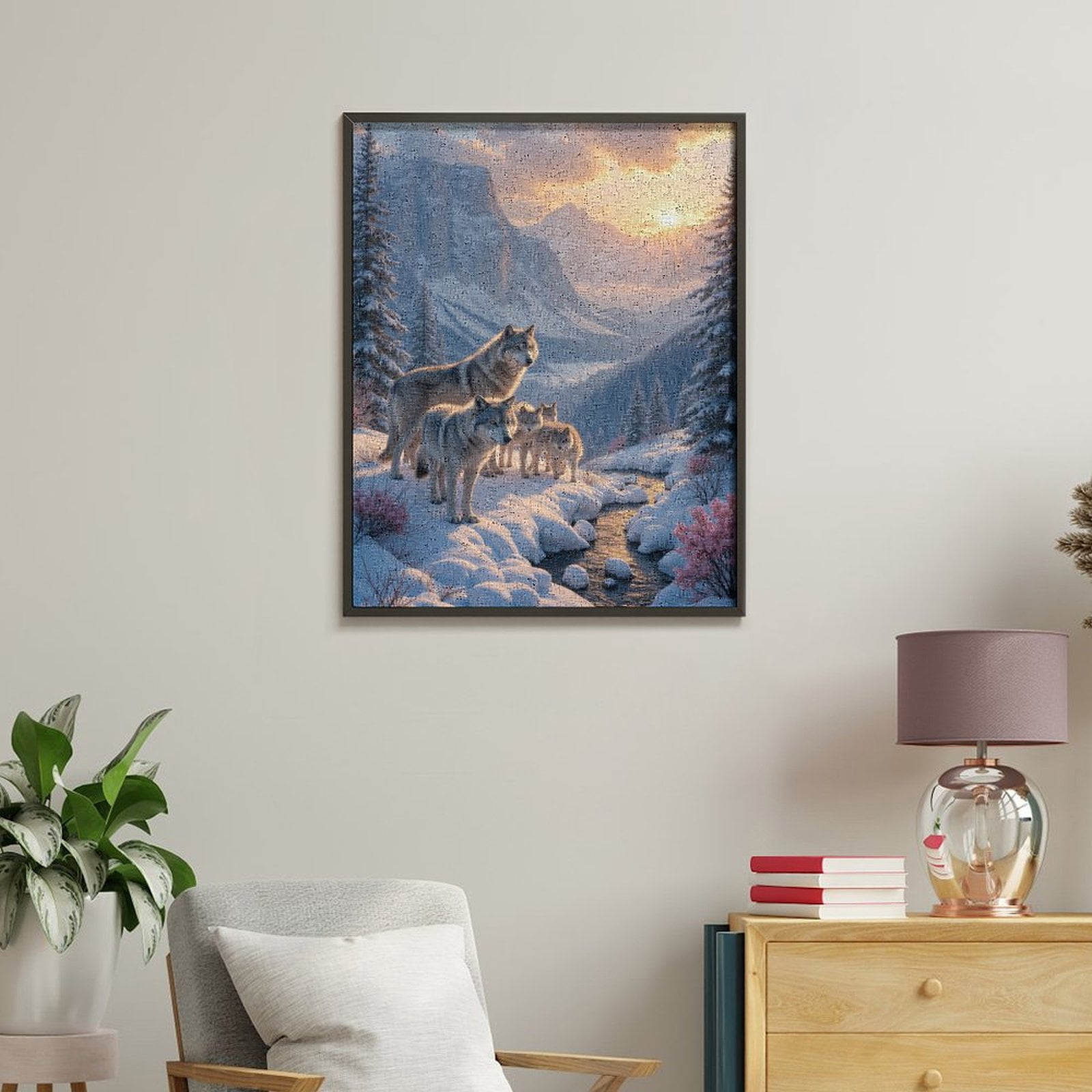 Paint by Numbers Kit for Adults, Winter Wolves Majestic Mountain Sunrise Paint by Numbers, Easy Paint by Numbers Kit for Adults Beginner, DIY Adult Paint by Number Kits on Canvas, Home Decor