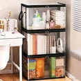 thumbnail image 6 of Large Clear Plastic Storage Moving Bags Thick Comforter & Clothes Tote Container Bin, Stackable Foldable Boxes 20 L Hinged Lid Zipper Organizer for Book Toys Camping Travel Attic Black, 6 of 9