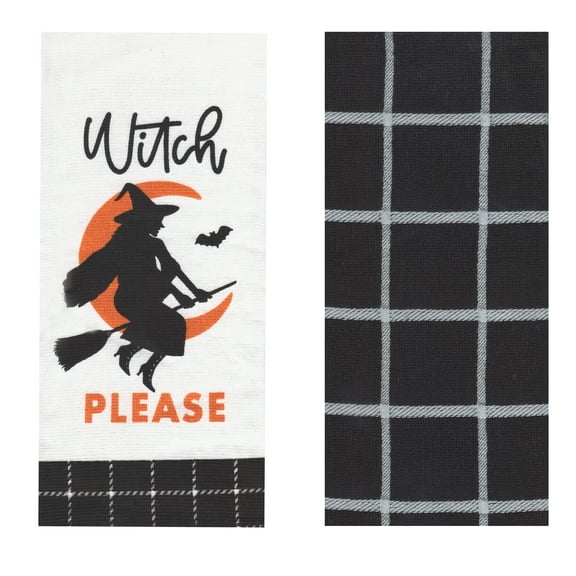 Let's Party Pumpkin Witch Please Halloween Towels, Cotton, Multicolor, 15 x 25 inches