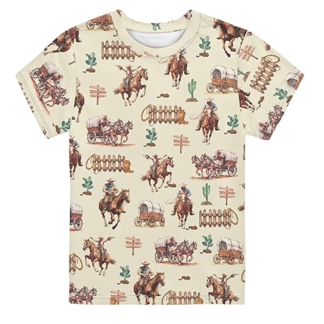 T-shirts pour Filles Col Ras du Cou Manches Courtes T-Shirts pour Garçons Ensembles pour Filles 1T