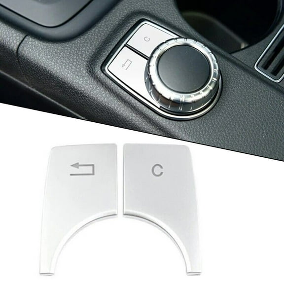 2×Car Multimedia Button Trim Silver Decals For Mercedes- Gla X156 15~19 For Cla C117/A Class W176 13~18 For B Class W246 12~19