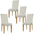 thumbnail image 4 of Gymax 4PCS Upholstered Dining Chair High Back Armless Chair w/ Wooden Legs Beige, 4 of 8