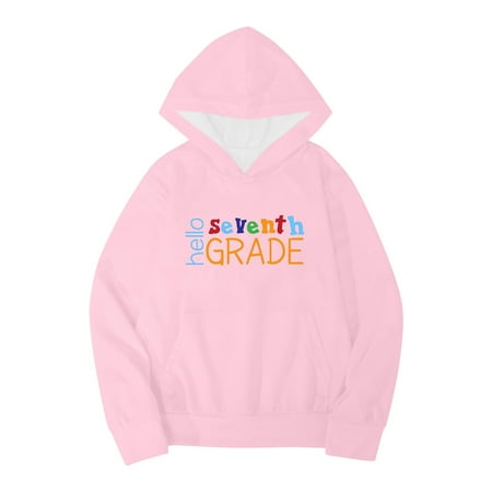 

Kids Boys Girls Autumn WInter School Season Seventh Grade Letter Printed Long Sleeve Hoodie Warm and Comfortable Tops Children s Clothing Jacket Baby Cropped Zip Hoodie Baby Hoodies Toddler Jacket