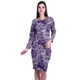 thumbnail image 1 of Moomaya Printed Full Sleeve Bodycon Dress for Women Scoop Neck Side Slit Casual Clothing, 1 of 8