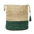 thumbnail image 6 of LR Home Woven Round Jute 19" Storage Basket with Handles, Green Stripe, 6 of 7