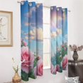 thumbnail image 3 of Pink Roses And Rainbow Sky Blackout Window Curtains for Bedroom Living Room Kicthen High Shading 2 Panels, 3 of 6
