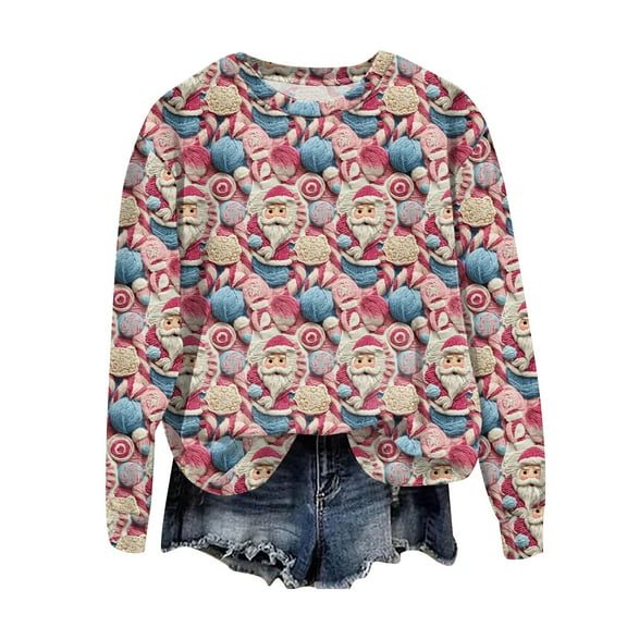 Towmus Womens Funny Long Sleeve Fall Graphic Sweatshirts Loose Fit Casual Crew Neck Long Sleeve Outerwear