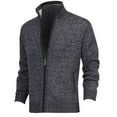 thumbnail image 2 of Xysaqa Men's Fashion Cable Knitted Cardigan Sweater Full Zip Slim Fitted Sweaters Casual Long Sleeve Business Work Sweater Jackets with Pockets Dark Gray, 2 of 3