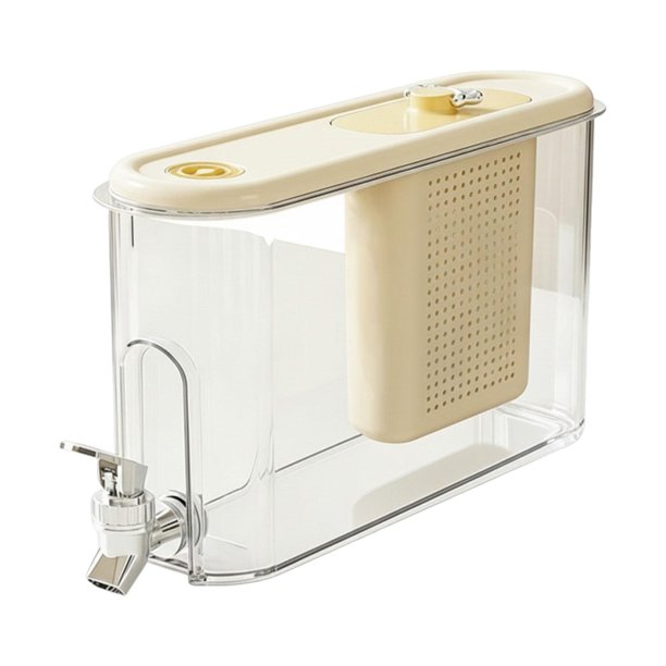 Hervidor de agua fría con grifo de 4 litros, dispensador de bebidas para limonada y cerveza, suministros de cocina. Amarillo
