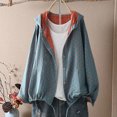 thumbnail image 3 of Joernso Women Spring Autumn Coat Hooded Drawstring Hem Long Sleeve Printing Loose Zipper Closure Jacket with Pockets Daily Wear Commuting Outerwear, 3 of 8