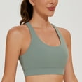 thumbnail image 3 of AGONVIN Strappy Sexy Cutout Lace-Up Back Sports Bra with Removable Cups for Women Matcha Green XXL, 3 of 7