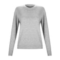thumbnail image 4 of Ediodpoh Women Casual Loose Fit Knitted Pullover Sweater Low Cut Round Neck Lightweight Top Fall Winter Fall Sweaters for Women Light Gray XL, 4 of 7