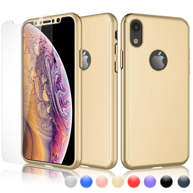 Cases for Apple iPhone XS Max / iPhone XS / iPhone XR / iPhone X, Ultra Thin Hard Slim Case Full Protective With Tempered Glass Screen Protector Case Cover -Red