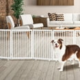 thumbnail image 4 of MOPHOTO Heavy Duty Metal Dog Playpen with Door, 6-Panel Portable Exercise Fence, 2 Wooden Bottom Boards, 30" High, Indoor/Outdoor Use, Dog Pen for Large/Medium/Small Dogs, 4 of 9