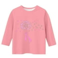thumbnail image 3 of BRGZLK Girls Cute Tops Breast Cancer Awareness T-Shirts Kids 3/4 Sleeve Loose Round Neck Casual Pullover Top Pink 7-8 Years, 3 of 4
