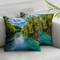 thumbnail image 3 of BANET  Blue Natural Jungle Throw Pillow Covers,River Decorative Pillow Covers Digital Printing Blended Fabric for Couch Sofa Bed Invisible Zipper  12x12in, 3 of 7