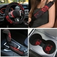 thumbnail image 3 of Yuyamidu Red Rose Car Seat Cover Full Set of 15 Women Car Carpet Mats Steering Wheel Cover Seat Belt Covers Handbrake Cover Set Cup Holder, 3 of 6