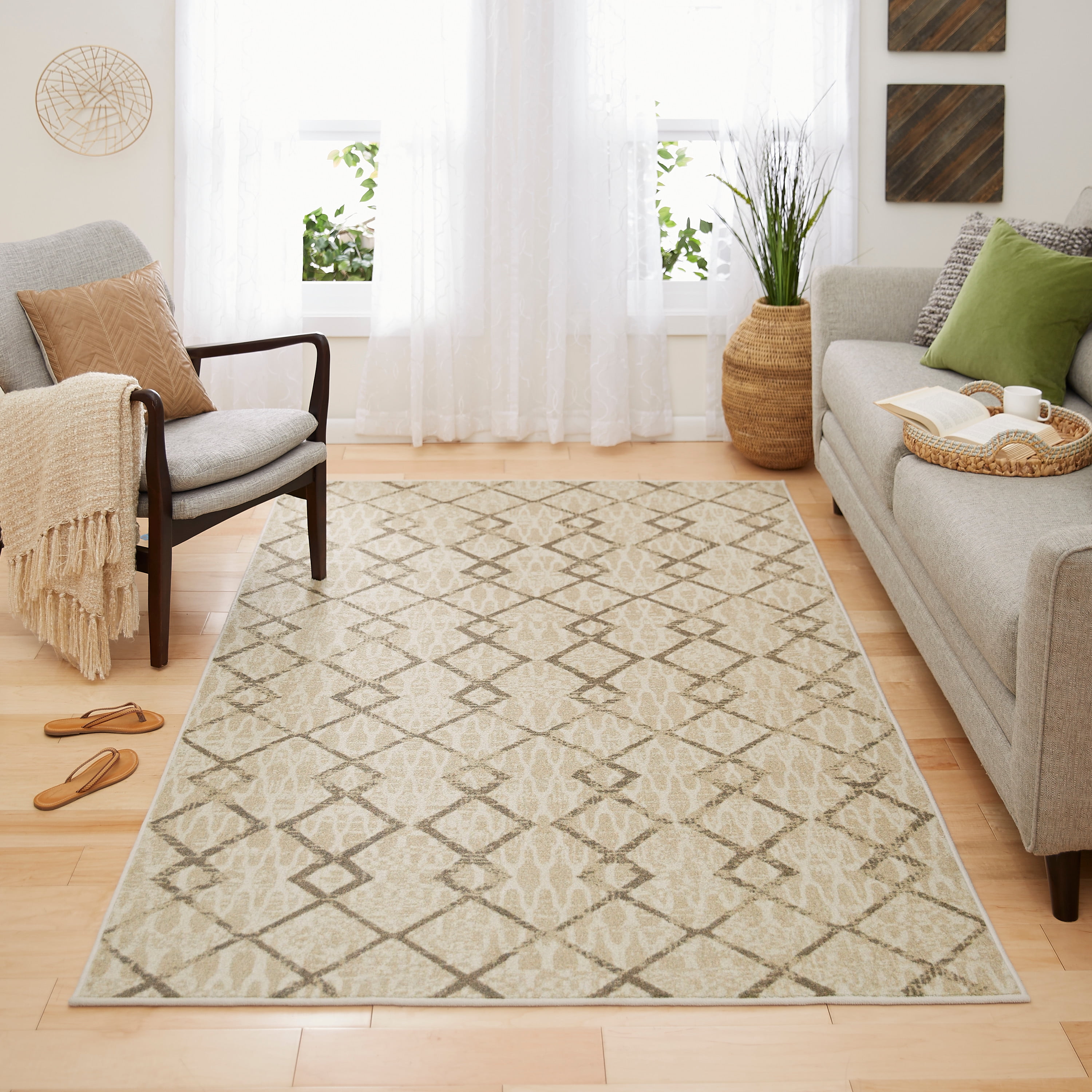 Mohawk Home Prismatic Tate Beige Transitional Tribal Moroccan Precision Printed Area Rug, 5'x8