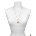 thumbnail image 3 of Delight Jewelry Resin Green Angel Holding Candy Cane Be Strong and Courageous Engraved Cross Zoey Necklace, 28", 3 of 4