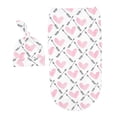 thumbnail image 2 of Newborn Baby Cartoon Swaddle Blanket Receiving Blanket Swaddle Wrap Hat Outfits, 2 of 9