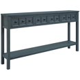thumbnail image 4 of Rustic Navy Console Table - 60” Entryway Sofa Table with Drawers & Shelf for Living Room, Bedroom & Hallway Storage – Solid Wood & MDF Construction, 4 of 22