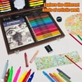 thumbnail image 5 of KINSPORY 78 pack Deluxe Wooden Art Set Crafts Drawing Painting Kit with Drawing Book, Gift Box for Kids Artist Beginners Girls Boys (Brown), 5 of 7