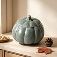 thumbnail image 4 of Halloween Cute Ceramic Pumpkin Candle Holder Decor with Lid, Heavy Duty Sturdy Vivid Color Pumpkin Shaped Storage Container for Fall Mantel Home Office Holiday Candy Vanity Table Decor (No Candles), 4 of 6