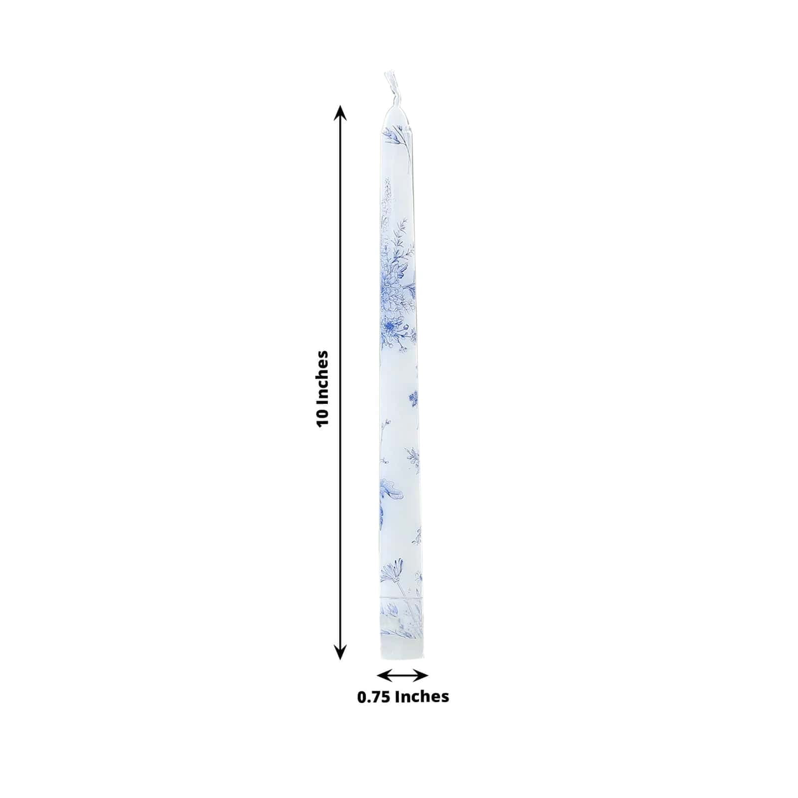 BalsaCircle 12 pcs Blue 10" tall French Toile Wax Taper White and Blue Unscented Candles Wedding Birthday Events Reception Catering Party Home Decorations Supplies
