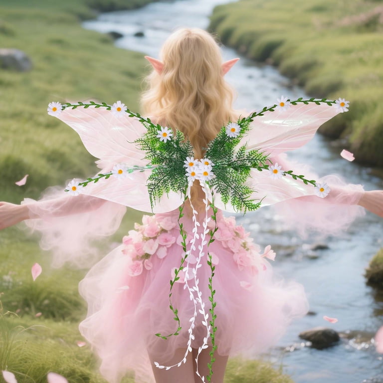 DAMAI Green Fairy Wings for Women,Mother Nature Woodland Elf 