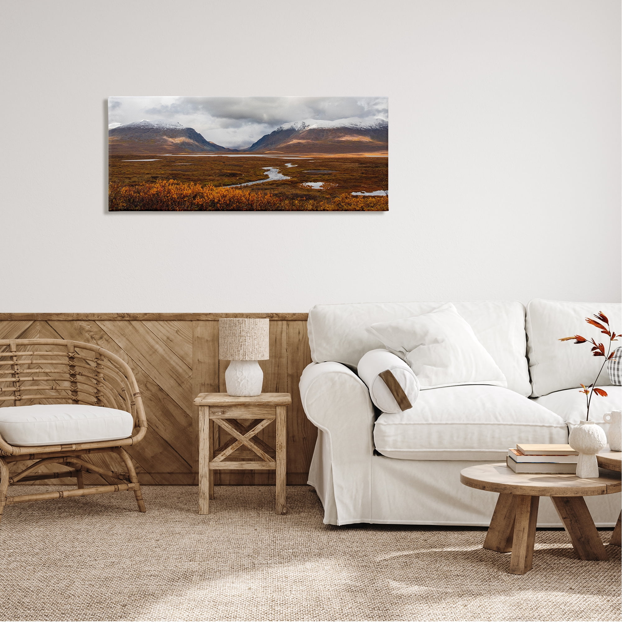 Stupell Industries Distant Snowy Peaks Landscape Photography Gallery Wrapped Canvas Art Print Wall Art, 48 x 20