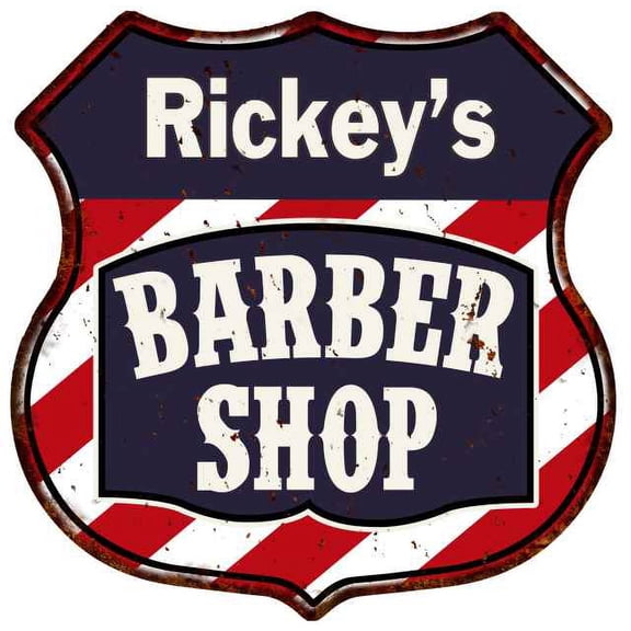 Rickey's Barber Shop Sign Shield Metal Gift Hair Gift 211110020352
