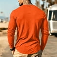 thumbnail image 5 of Domuza Mens Long Sleeve Shirt with Pocket Crew Neck Shirts Casual Solid Lightweight Basic T-Shirt Saffron L, 5 of 6