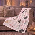 thumbnail image 6 of Playful Cats Pink Bows, Playful Pet Portrait Pattern, Warm Flannel Blanket for Living Room and Bedroom with Detailed Artwork, Cat Lovers Just Because Gift, Pet Lover Home Decor, 6 of 9