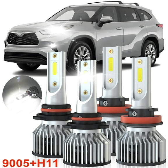 For Toyota Highlander 2014-2020 LED Headlight Bulbs 9005 H11 High/Low Beam 6000k 4Pcs